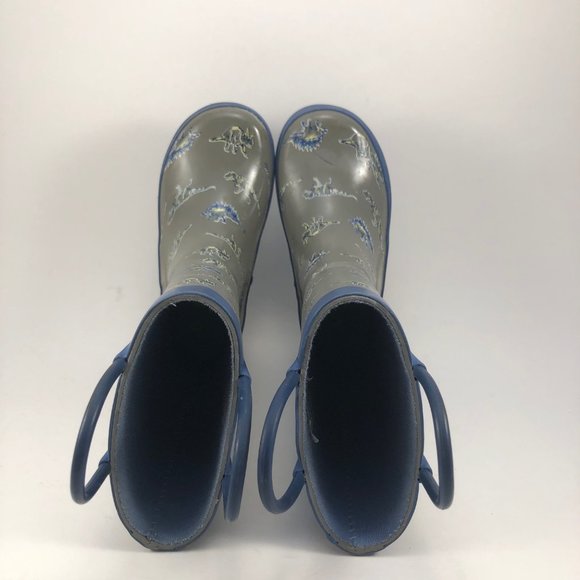 Osh Kosh B'gosh gray blue dinosaur print rainboots 8 - Picture 4 of 8